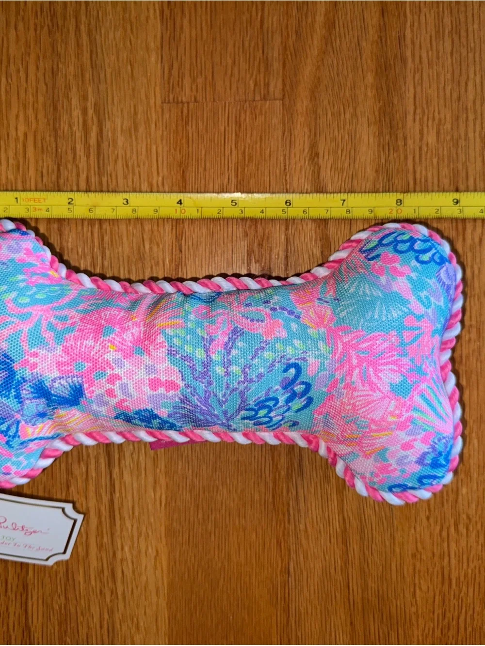 NWT Lilly Pulitzer Dog Squeaky Toy Splendor in the Sand Plush Rope Trim 9.5”